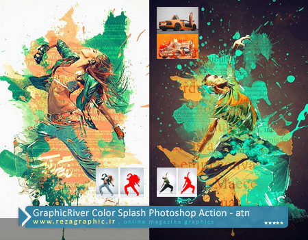  اکشن پاشیدن رنگ فتوشاپ گرافیک ریور - GraphicRiver Color Splash Action | رضاگرافیک